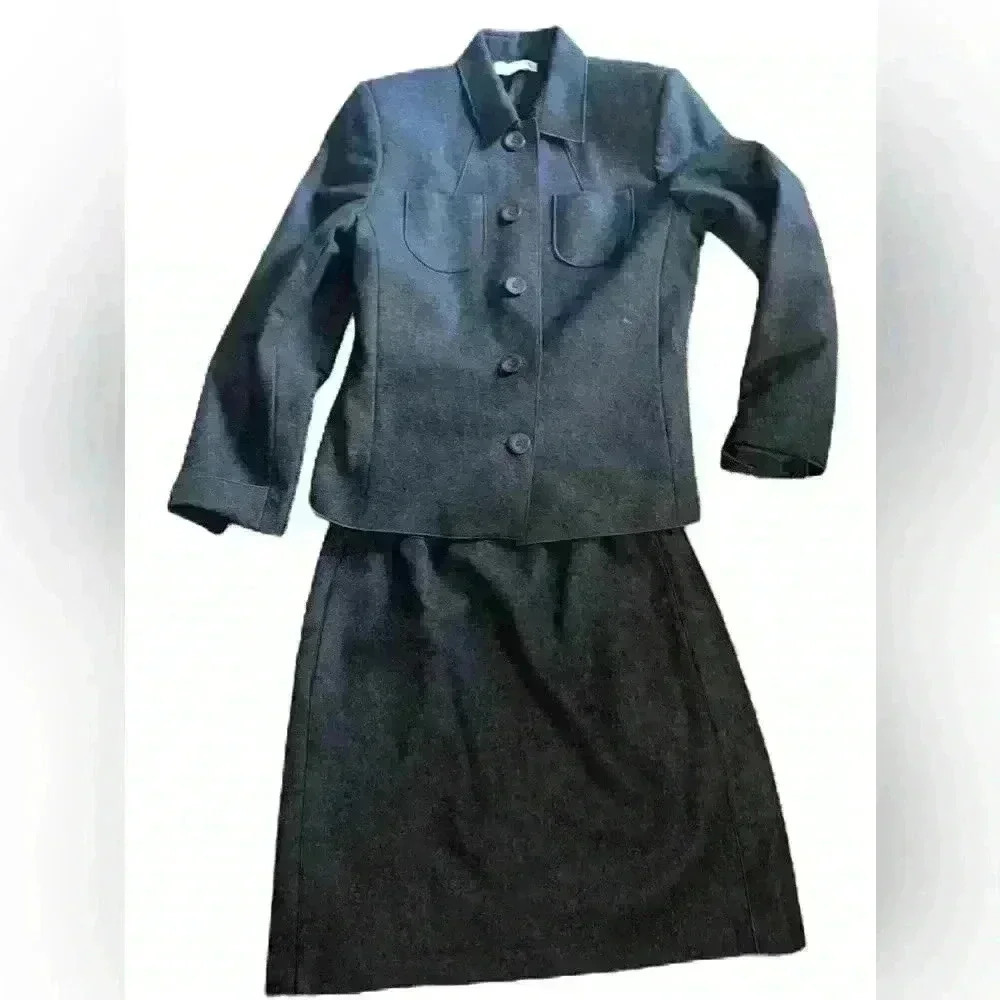 Harve Benard Wool Blend Suit Jacket Sz 8 With Skirt Collar Button Down Office